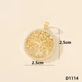 Pendente elegante albero della vita in oro con micro-zirconi, diametro 2,5 cm - Albero della Vita (D1114)