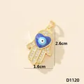 Pendente mano di Fatima dorato con cuore blu malocchio e zirconi micro-pavé brillanti - Mano di Fatima (D1120)