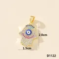 Elegante ciondolo mano di Hamsa in zirconia dorata con occhio del male e misure reali - Mano di Fatima (D1122)