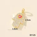 Ciondolo mano di Fatima placcato oro con zirconi micro-pave, cuore rosso e malocchio - Mano di Fatima (D1125)
