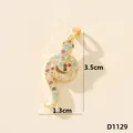 Ciondolo serpente dorato con zirconi colorati, dimensioni totali di 3,5 cm - Serpente (D1129)