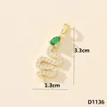 Ciondolo a forma di serpente con zirconi micro-pavé, 3,3 cm x 1,3 cm, finitura oro - Serpente (D1136)