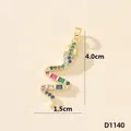 Ciondolo a forma di serpente dorato con zirconi colorati, altezza 4,0 cm, elegante - Serpente (D1140)