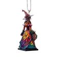Hexen-Acryl-Hängeornament im Buntglas-Stil mit einer Länge von 8 cm für Halloween - Hexe mit Laterne Stil (2)