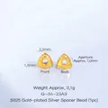 Detailed view of S925 silver gold-plated triangular spacer bead with dimension markings - 3mm Triangle Gold Nugget (G-54-23)