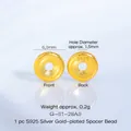 Vue détaillée d'une perle en argent S925 doré de 6 mm avec dimensions et le poids - Espaceur Uni 6mm (G-51-28) / 1 Pièce / Or