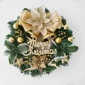 Corona di Natale da 30 cm con fiocco dorato e scritta Merry Christmas per porta d'ingresso - Doppia Renna Con Campanello (30cm)