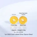 Gros plan d'une perle intercalaire en argent S925 plaqué or avec dimensions pour DIY - Espaceur Lisse 8mm (G-40-25) / 1 Pièce / Or