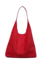 Fashionable red suede large capacity tote bag featuring a minimalist retro shoulder strap - 32*20*13 / Red