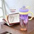 Botella de agua con infusor de té morado degradado de 950ml con asa y pajita para viaje - 950ML / Morado Monet Con Cepillo