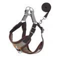 Reflective brown mesh dog harness vest with matching nylon leash set - S Recommended Weight (4-6 kg) / Brown