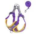 Reflective purple dog harness and leash set for small dogs in a vest style design - S Recommended Weight (2-3kg) / Purple