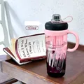 Botella de agua con degradado rosa y negro de 950 ml con infusor de té y asa - 950ML / Negro Niebla Con Cepillo