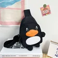 Niedliche schwarze Cartoon-Pinguin-Umhängetasche für Kleinkinder und Schulkinder - Schwarz