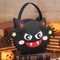 Handheld Halloween bat shaped felt candy bag for kids with yellow stars decoration - Halloween Bag (Little Devil Bat)
