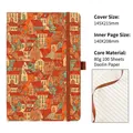 Retro Bohemian cork notebook with colorful village house pattern and elastic closure - A5 / Fairy Tale Town