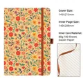 Eco-friendly cork notebook with vintage bohemian floral pattern and elastic band - A5 / Little Floral