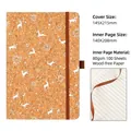 Eco-friendly vintage cork notebook with white reindeer print and elastic closure band. - A5 / White Deer