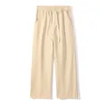 Pantalones casuales de hombre en puro algodón beige con corte recto y cordón - S / Caqui