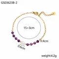 Vista detallada de la pulsera de piedras naturales y perlas con dimensiones y peso - Estilo Piedra Natural Facetada Púrpura (GS03623B-2)