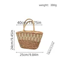 Handgewebte Strandtasche aus Stroh Maße 40x24x14cm, leichte 380g Urlaubstasche. - Kaffeebraun