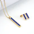 Elegant 18K gold plated stainless steel jewelry set featuring blue crystal accents - Blue Set / 18K Gold