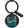 Detailansicht eines schwarzen Edelstahl-Schlüsselanhängers mit Cool Uncles Club Text - Yp-1041-stil 4
