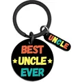 Detailansicht Schlüsselanhänger aus Edelstahl mit buntem BEST UNCLE EVER-Schriftzug - Yp-1041-stil 2