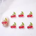 Dettaglio macro di ciondoli 3D a forma di ciliegia in resina per decorazioni unghie DIY - 2# Doppia Ciliegia con Gambo Lungo