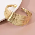Luxury gold multi-strand open cuff bracelet with elegant minimalist aesthetic for women - Open Wide Gold Bracelet