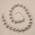 Heavy industrial style silver-plated chunky chain necklace with spherical link detail - Silver Necklace Style 3