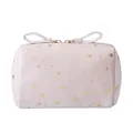Borsa da trucco in flanella felpata con motivo stellato dorato grigio chiaro - Noble Starry Khaki Clutch
