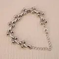 Chunky silver electroplated iron link bracelet with extender chain - Silver Bracelet Style 3