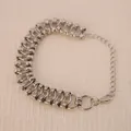 Heavy industrial style silver plated chain bracelet with lobster clasp and extension - Silver Bracelet Style 5