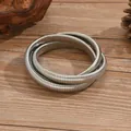 Flexible silver snake bone necklace wrap bracelet with metallic ribbed texture - Silver Flexible Snake Bone Chain / 3487 Silver