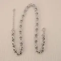Heavy duty silver-plated metal chain necklace with textured links and lobster clasp - Silver Necklace Style 6
