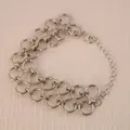 Heavy silver-plated chain bracelet featuring heart-shaped links and adjustable clasp - Silver Bracelet Style 7