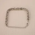 Silver-tone Byzantine chain bracelet with adjustable extender for men and women - Silver Bracelet Style 8