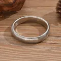 Minimalist silver flexible snake bone metal choker bracelet for women fashion jewelry - Silver Wide Snake Bone Bracelet / 3497 Silver