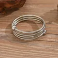 Minimalist multi-layer silver metallic snake bone coil choker necklace and bracelet set - Silver Multi-layer Spiral Bracelet / 3499 Silver