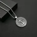 Vintage St. Benedikt Exorzismus Medaille Anhänger aus Edelstahl mit einer Box-Kette - Vintage Stahl Anhänger