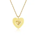 Elegant gold heart necklace featuring a rotatable diamond element on twisted rope chain detail - Heart Gold