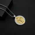 Antike Benediktus-Medaille Halskette aus zweifarbigem Edelstahl für Herren - Zweifarbiger Einzelanhänger