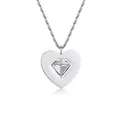 Macro detail of rotating diamond center within heart-shaped silver pendant necklace - Heart Steel Color