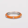 Minimalistischer orangefarbener Emaille-Ring mit Zirkonia-Einsatz für Frauen - Größe 6 / Orange