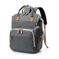 Zaino fasciatoio grigio elegante e capiente con dettagli in pelle e piccola pochette. - grigio scuro