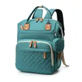 Zaino per pannolini elegante verde acqua con tasca trapuntata e piccola borsa - Verde