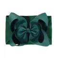 Stylish dark green nylon baby headband featuring a large 6.3 inch grosgrain ribbon bow - 墨绿色(593-027)