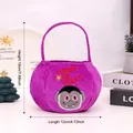 Purple plush Halloween vampire candy bag with dimensions 19x12cm labeled. - Round Purple Vampire