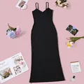 Robe longue moulante noire sexy à col en V et dos nu pour les belles soirées d'été - XS / Noir